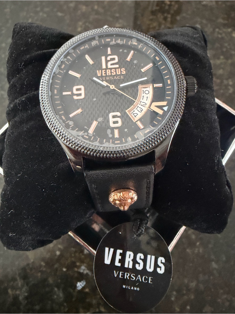 Versus Versace Black Dial Men's Watch with Rose Gold Accents